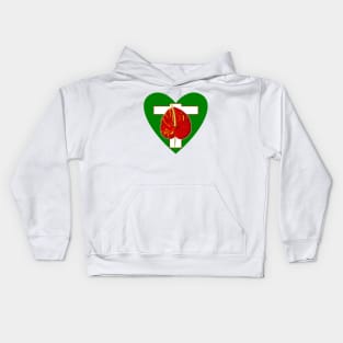 red flower and green heart Kids Hoodie